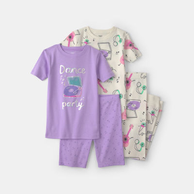 Carter's Little & Big Kid Girls Rib Crew Neck Short Sleeve Pajama Set