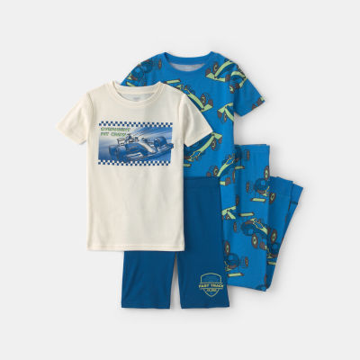 Carter's Little & Big Kid Boys Rib Crew Neck Short Sleeve 4-pc. Pajama Set