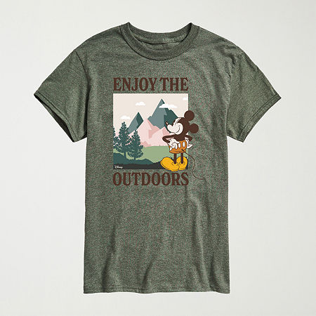 Novelty Mens Crew Neck Short Sleeve Regular Fit Mickey Mouse Big and Tall Graphic T-Shirt, X-large, Green