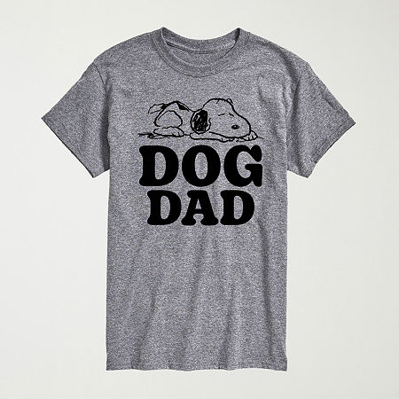 Novelty Mens Crew Neck Short Sleeve Regular Fit Peanuts Snoopy Graphic T-Shirt, X-large, Gray