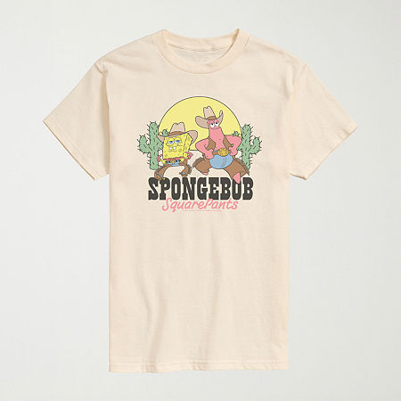 Novelty Mens Crew Neck Short Sleeve Regular Fit Spongebob Big and Tall Graphic T-Shirt, Large, Beige