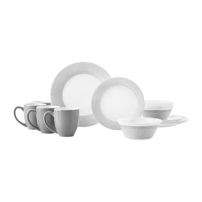 Corelle Woven Lines 16pc. Glass Dinnerware Set, Color Gray JCPenney
