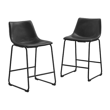 2-pc. Faux Leather Kitchen Counter Stools, One Size, Black