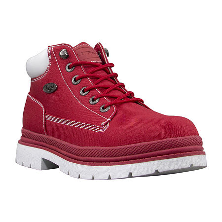 Lugz Mens Drifter Peacoat Block Heel Lace Up Boots, 12 Medium, Red