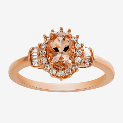 Womens 1/4 CT. T.W. Diamond & Genuine Pink Morganite 10K Rose Gold Cocktail Ring