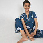 Liz Claiborne Womens Short Sleeve 2-pc. Pant Pajama Set