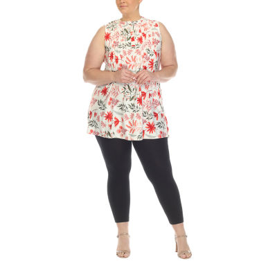 White Mark Plus Womens Crew Neck Sleeveless Tunic Top