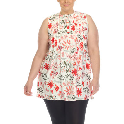 White Mark Plus Womens Crew Neck Sleeveless Tunic Top