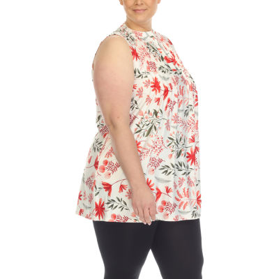 White Mark Plus Womens Crew Neck Sleeveless Tunic Top