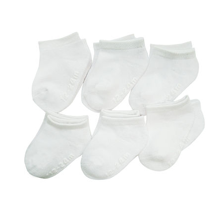 So Adorable Baby Boys 6 Pair Crew Socks, 12-24 Months, White