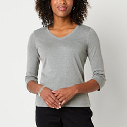 【MISCHIEF】FITTED 3-QUARTER SLEEVE TOP LIGHT GREY Mid Tee | Light Heather Grey – Khy