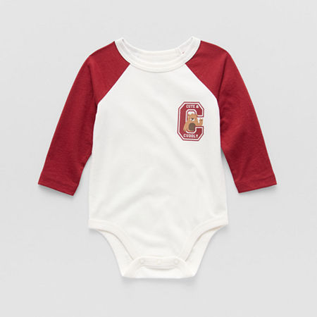 Okie Dokie Baby Boys Long Sleeve Bodysuit, 12 Months, Red