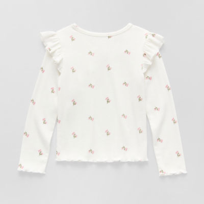 Okie Dokie Toddler & Little Girls V Neck Long Sleeve T-Shirt