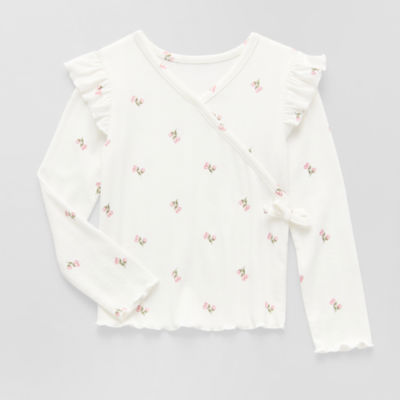 Okie Dokie Toddler & Little Girls V Neck Long Sleeve T-Shirt