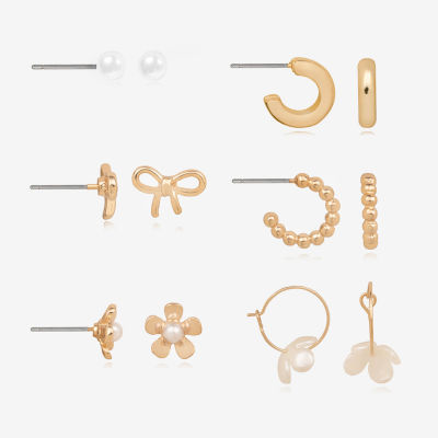Bijoux Bar Womens Flower 6 Pair Earring Set