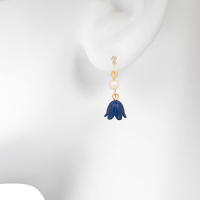 Bijoux Bar Womens Stainless Steel Flower Drop Earrings