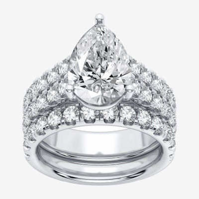 (H-I / SI1-SI2) Signature By Modern Bride Womens 5 CT. T.W. Lab Grown White Diamond in 14K Gold Pear Bridal Set