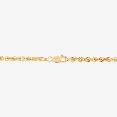 Womens 10K Gold Inch Rope Chain Necklace