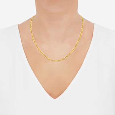 Womens 10K Gold Inch Wheat Chain Necklace