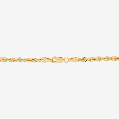 Womens 10K Gold Inch Rope Chain Necklace