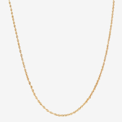 Womens 10K Gold Inch Rope Chain Necklace