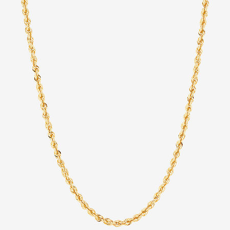Womens 10K Gold 24 Inch Rope Chain Necklace, One Size, Yellow