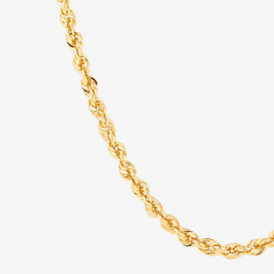 Womens 10K Gold Inch Rope Chain Necklace