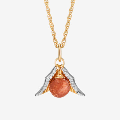 Harry Potter (F / Si2) Womens Lab Grown Diamond Accent Genuine Sunstone 14K Two Tone Gold Over Silver 18 Inch Pendant Necklace