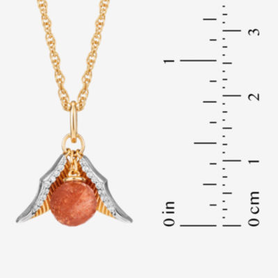 Harry Potter (F / Si2) Womens Lab Grown Diamond Accent Genuine Sunstone 14K Two Tone Gold Over Silver 18 Inch Pendant Necklace