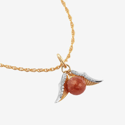 Harry Potter (F / Si2) Womens Lab Grown Diamond Accent Genuine Sunstone 14K Two Tone Gold Over Silver 18 Inch Pendant Necklace