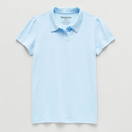 Thereabouts Little & Big Kid Girls Short Sleeve Regular Fit Polo Shirt, Large (14), Blue