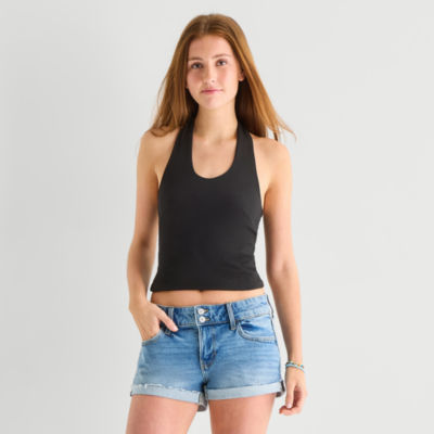 Arizona Womens Juniors Halter Neck Sleeveless Tank Top