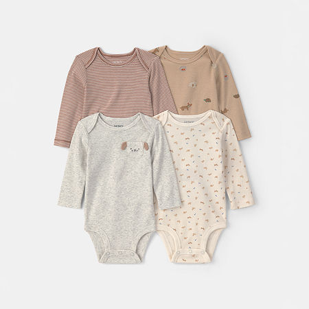 Carter's Baby Unisex Crew Neck Long Sleeve Rib 4-pc. Bodysuit, 24 Months, Gray