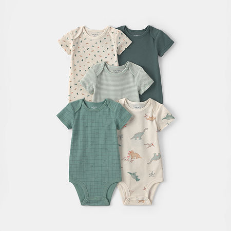 Carter's Baby Boys Crew Neck Short Sleeve Rib 5-pc. Bodysuit, 3 Months, Green