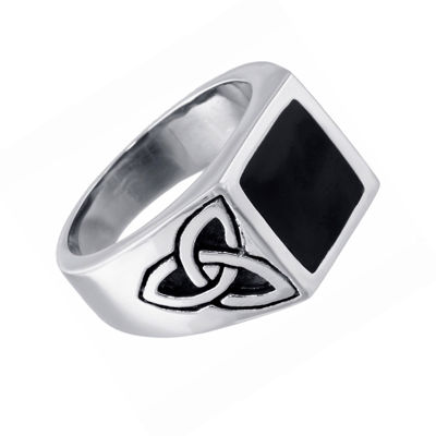 Mens Stainless Steel Celtic Knot Ring with Resin