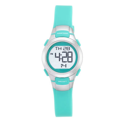 Armitron Pro Sport Womens Chronograph Digital Green Strap Watch 45/7012tel