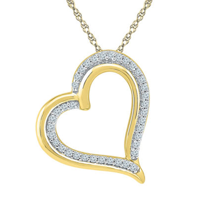 Womens / CT. T.W. Natural White Diamond 10K Gold Heart Pendant Necklace