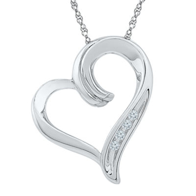 Womens Diamond Accent Natural White Diamond 10K Gold Heart 18 Inch Pendant Necklace