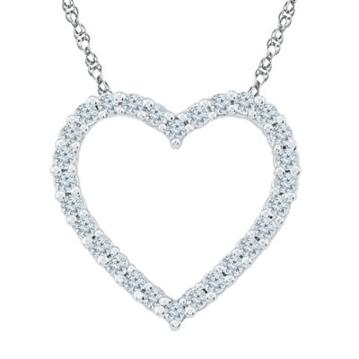 Womens 1/5 CT. Natural White Diamond 10K Gold Heart 18 Inch Pendant Necklace