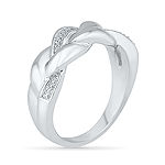 Womens Diamond Accent Mined White Diamond Sterling Silver Crossover Cocktail Ring