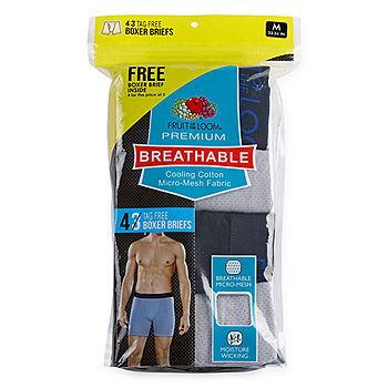 Fruit of the Loom Breathable Mens 4 Pack Boxer Briefs