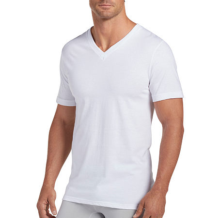 Jockey Classics Mens 3 Pack Short Sleeve V Neck Moisture Wicking T-Shirt, X-large, White