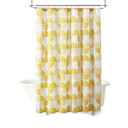 Home Expressions Retro Geo Shower Curtain, One Size, Yellow