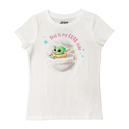 Disney Collection Little & Big Girls Crew Neck Short Sleeve Star Wars Graphic T-Shirt, Xxs , White