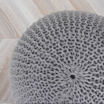 Urban Shop Round Knit Pouf Ottoman