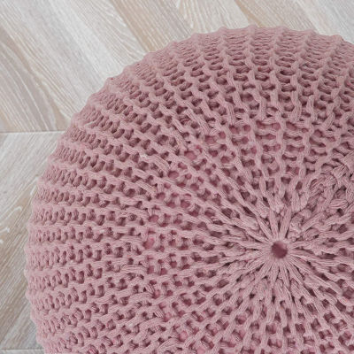 Urban Shop Round Knit Pouf Ottoman