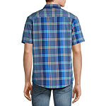 St. John's Bay Mens Classic Fit Short Sleeve Plaid Button-Down Shirt