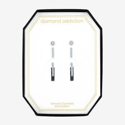 Diamond Addiction Diamond Accent 3 Pair Earring in Sterling Silver