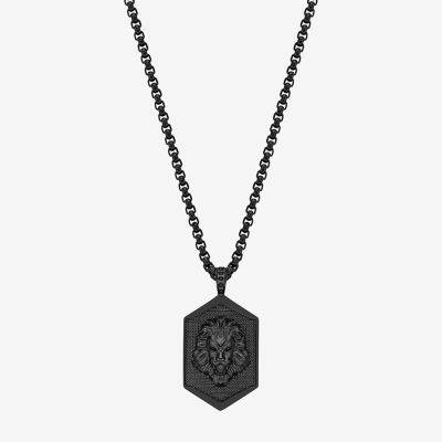 Lion Mens Stainless Steel Dog Tag Pendant Necklaces