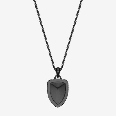 Shield Mens Stainless Steel Pendant Necklace